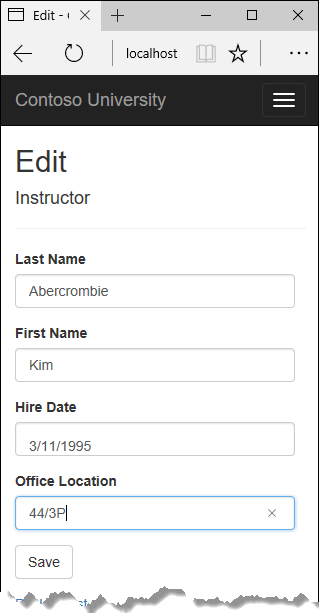 Instructor Edit page