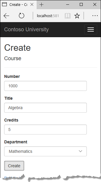 Course Create page
